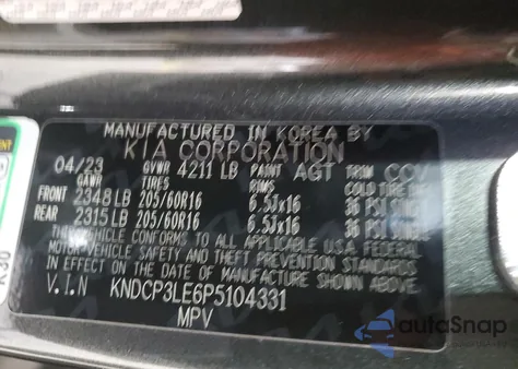 2023 Kia Niro Lx from USA, damaged, VIN KNDCP3LE6P5104331